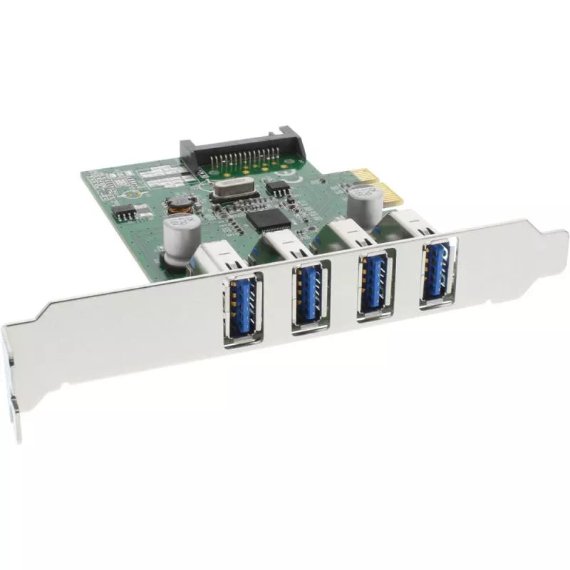 InLine® Schnittstellenkarte 4x USB 3.0 PCIe inkl. Low-Profile Slotblech mit SATA Stromanschluss