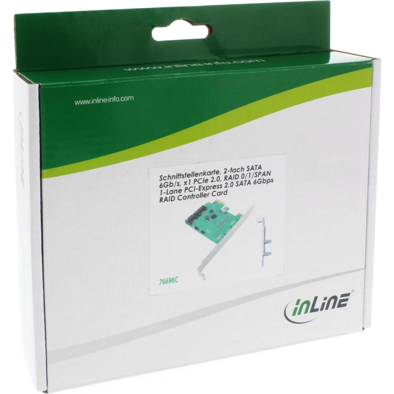InLine® Schnittstellenkarte 2-fach SATA 6Gb/s x1 PCIe 2.0 RAID 0/1/SPAN mit Low-Profile Slotblech