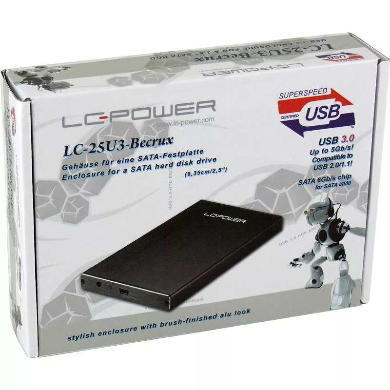 LC-Power LC-25U3-Becrux externes 2,5"-SATA-Gehäuse USB 3.0 schwarz