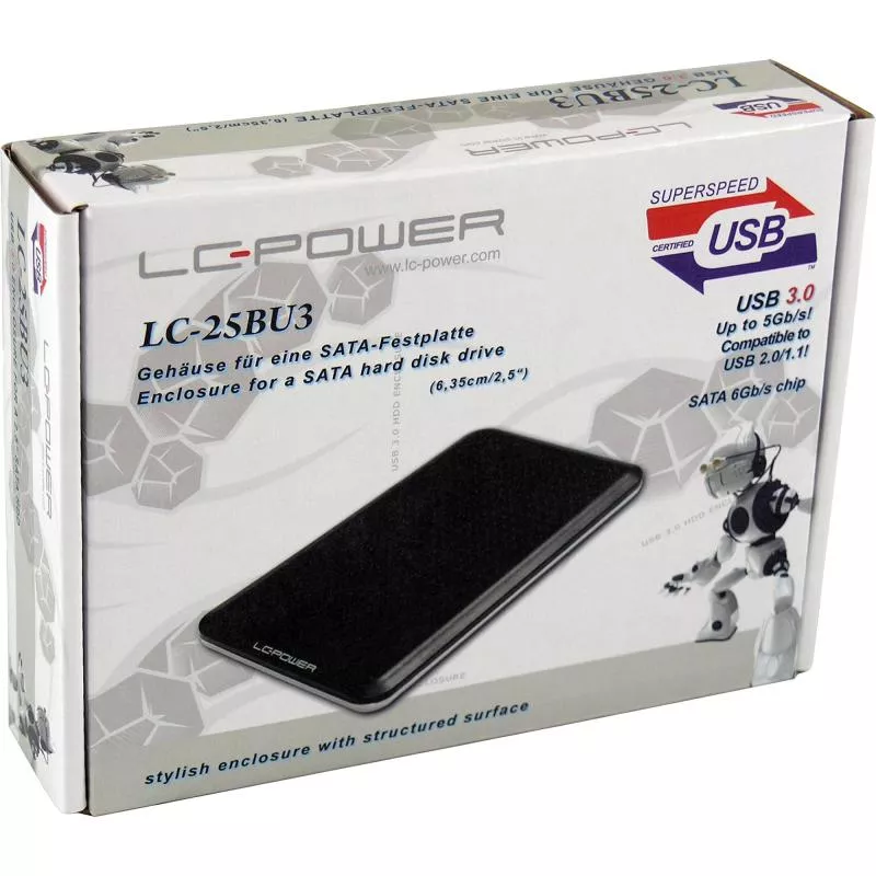 LC-Power LC-25BU3 externes 2,5"-SATA-Gehäuse USB 3.0 schwarz