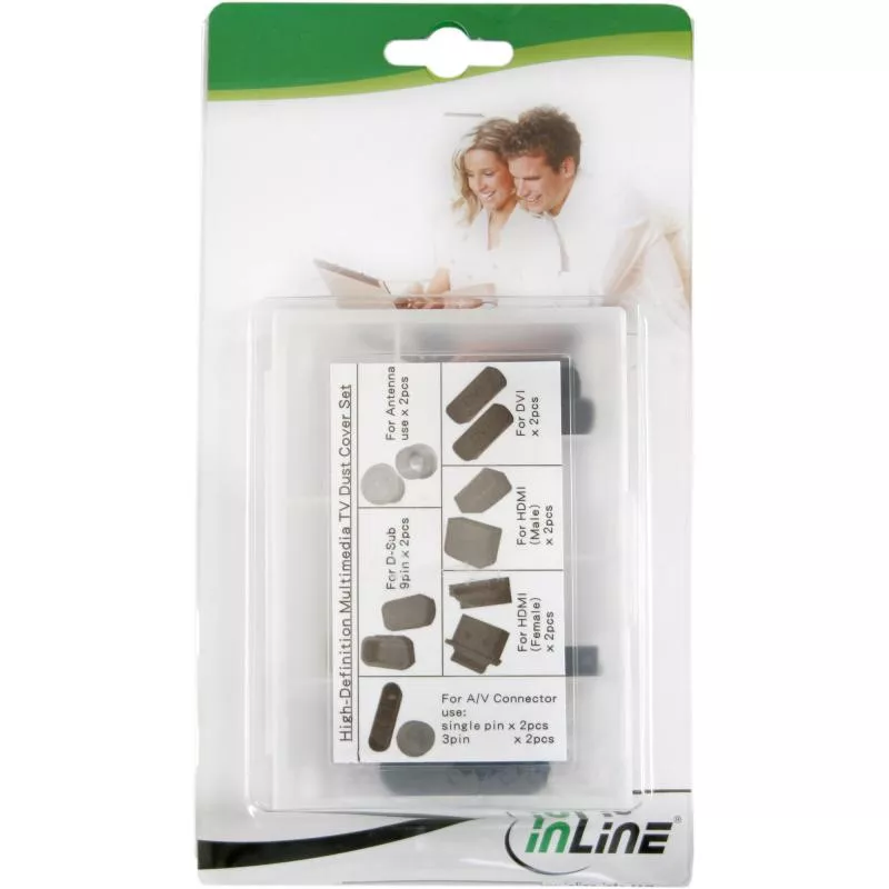 InLine® Staubschutz-Set für Multimedia (HDMI, DVI, Cinch, Antenne) 14-teilig