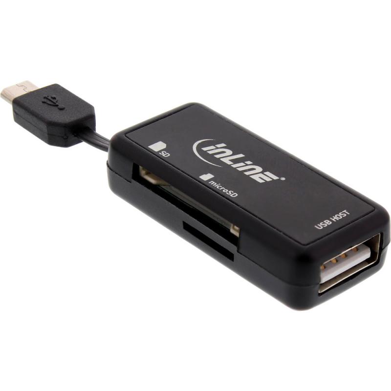 InLine® OTG Card Reader Dual Flex für SD und microSD mit USB Buchse und 2 Kartenslots