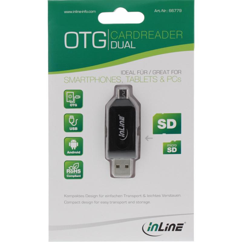 InLine® Dual Card Reader für SD und microSD für Android (OTG) und PC
