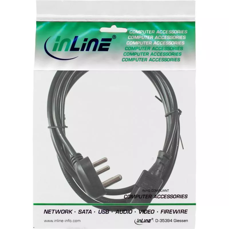 InLine® Netzkabel Netzstecker Südafrika 5A Typ D auf Kaltgerätestecker C13 1,8m