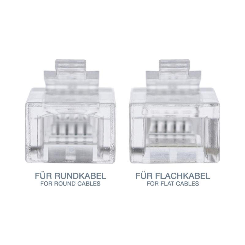 RJ11 Modularstecker 6P4C – Zum Crimpen auf Flachkabel, 100er Pack