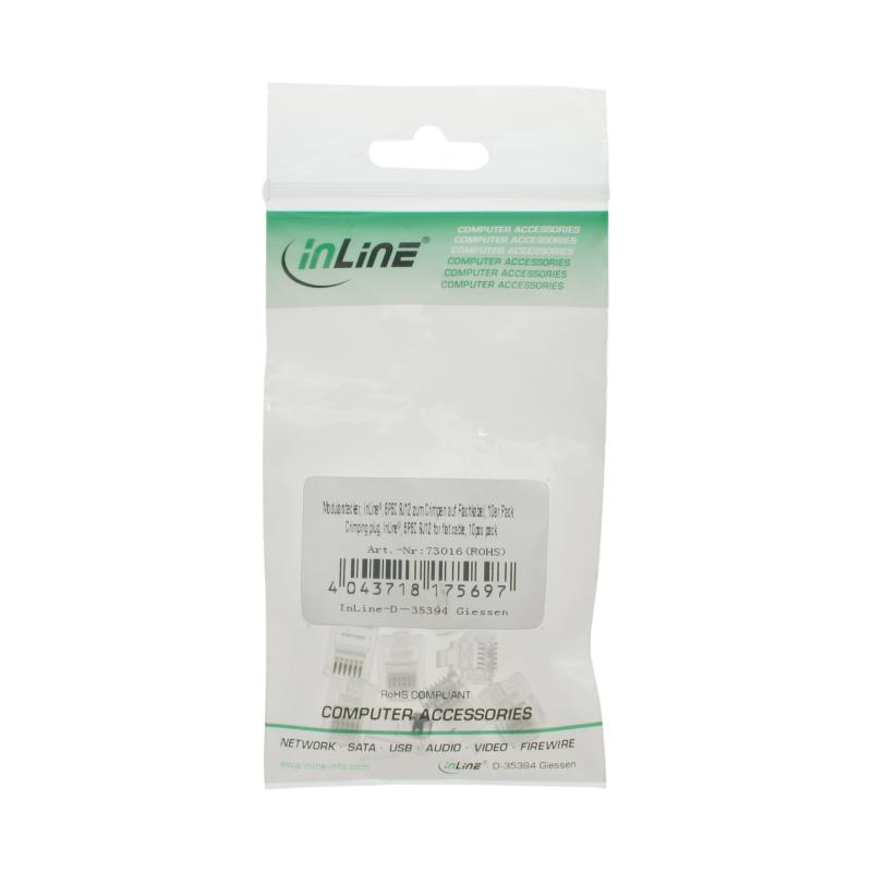RJ12 Modularstecker 6P6C – Zum Crimpen auf Flachkabel, 10er Pack