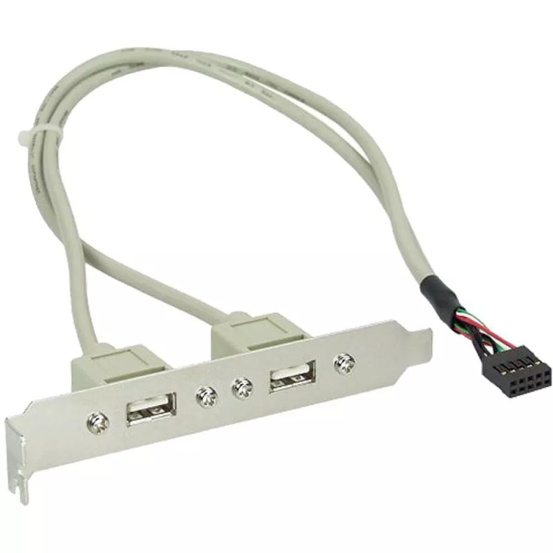 InLine Slotblech USB 2.0, 2x USB Buchse auf 1x 10pol Pfostenverbinder 35cm