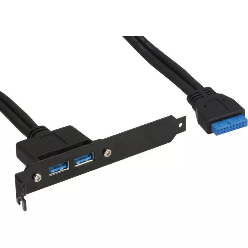 InLine® Slotblech USB 3.0, 2x USB Buchse auf intern Mainboardanschluss 0,5m