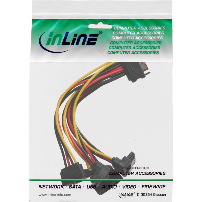 SATA Stromverteiler – 1x SATA auf 4x SATA, 0,15 m gewinkelt