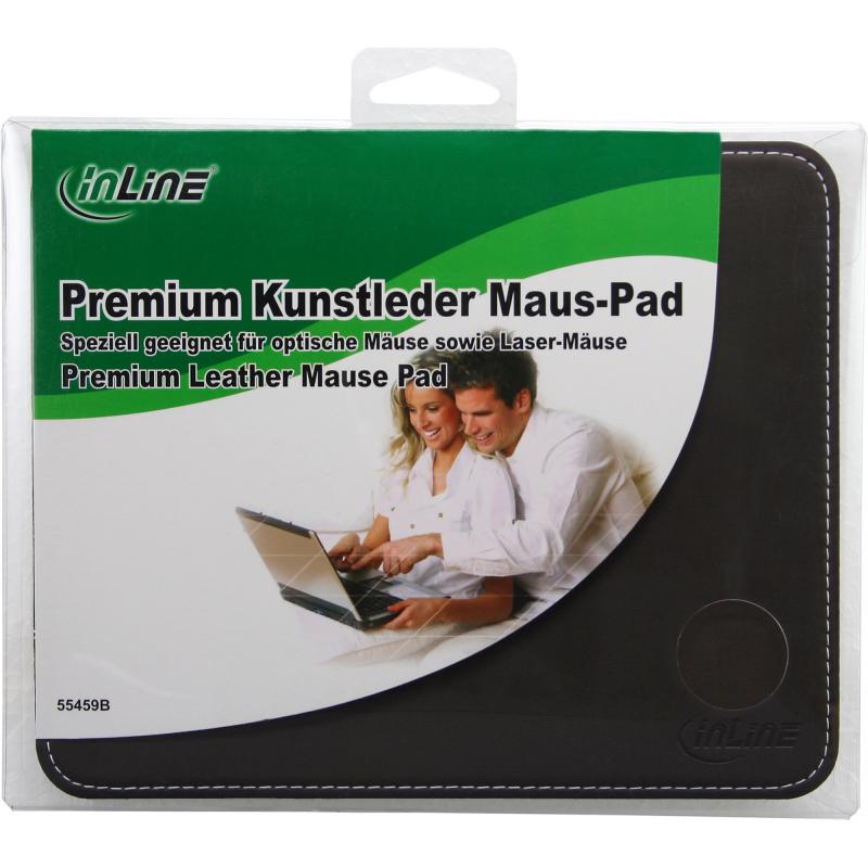 InLine® Maus-Pad Premium Kunstleder braun 220x180x3mm