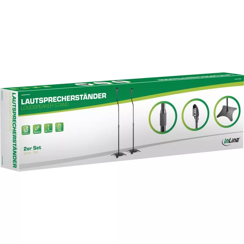 InLine® Lautsprecherständer Teleskop 68-110cm 2 Stück schwarz