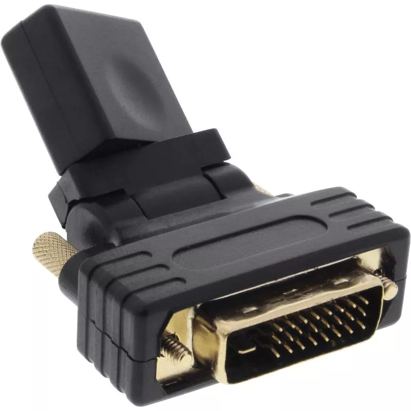 InLine® HDMI-DVI Adapter HDMI Buchse auf DVI Stecker flexibler Winkel vergoldete Kontakte 4K2K kompatibel InLine® HDMI-DVI Adapter HDMI Buchse auf DVI Stecker flexibler Winkel vergoldete Kontakte 4K2K kompatibel