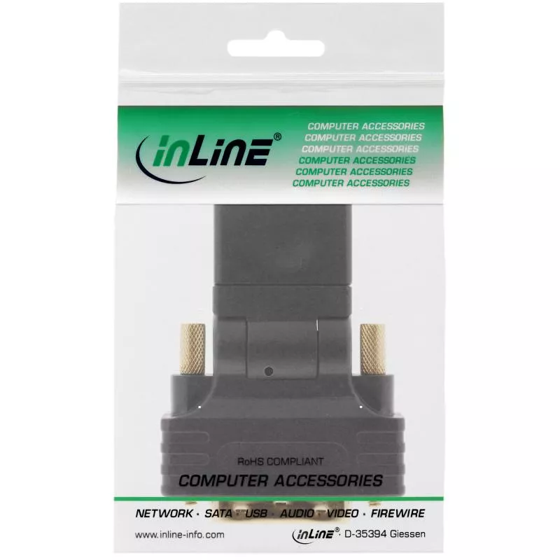 InLine® HDMI-DVI Adapter HDMI Buchse auf DVI Stecker flexibler Winkel vergoldete Kontakte 4K2K kompatibel InLine® HDMI-DVI Adapter HDMI Buchse auf DVI Stecker flexibler Winkel vergoldete Kontakte 4K2K kompatibel