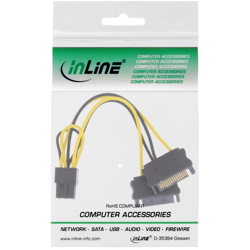 InLine® Stromadapter intern 2x SATA zu 6pol. für PCIe (PCI-Express) Grafikkarten 0,15m