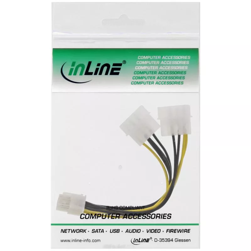 InLine® Stromadapter intern 2x 4pol zu 8pol für PCIe (PCI-Express) Grafikkarten 0,15m