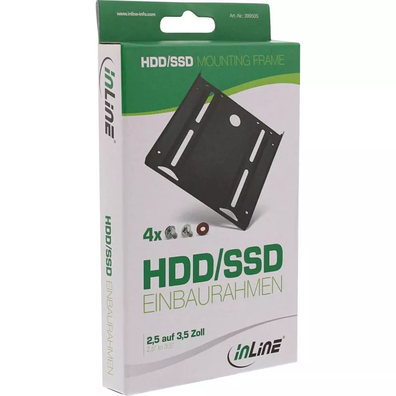 InLine® HDD/SSD Einbaurahmen 2,5" auf 3,5" mit Einbauschrauben schwarz