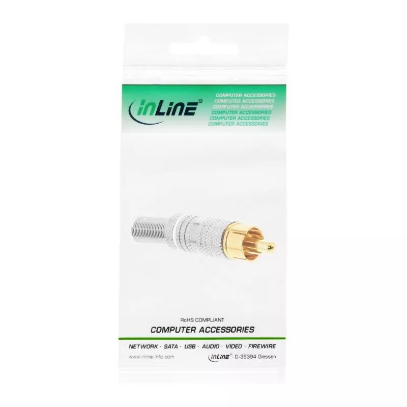 InLine® Cinchstecker Lötversion Metall silber Ring weiß für 6mm Kabel InLine® Cinchstecker Lötversion Metall silber Ring weiß für 6mm Kabel