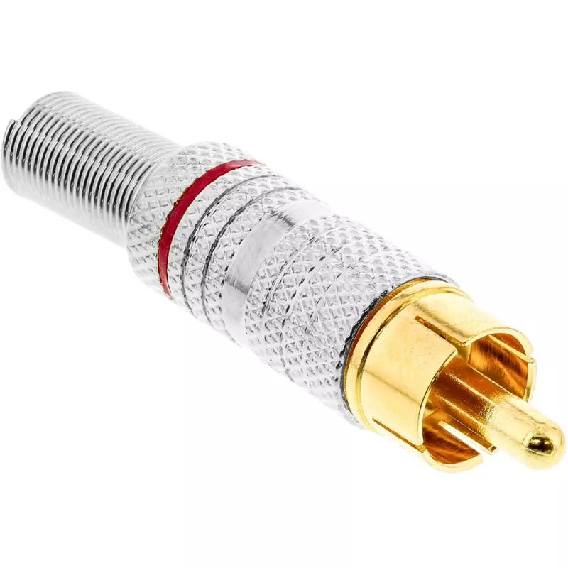 InLine® Cinchstecker Lötversion Metall silber Ring rot für 6mm Kabel InLine® Cinchstecker Lötversion Metall silber Ring rot für 6mm Kabel