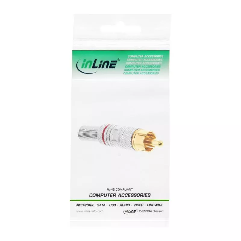 InLine® Cinchstecker Lötversion Metall silber Ring rot für 6mm Kabel InLine® Cinchstecker Lötversion Metall silber Ring rot für 6mm Kabel