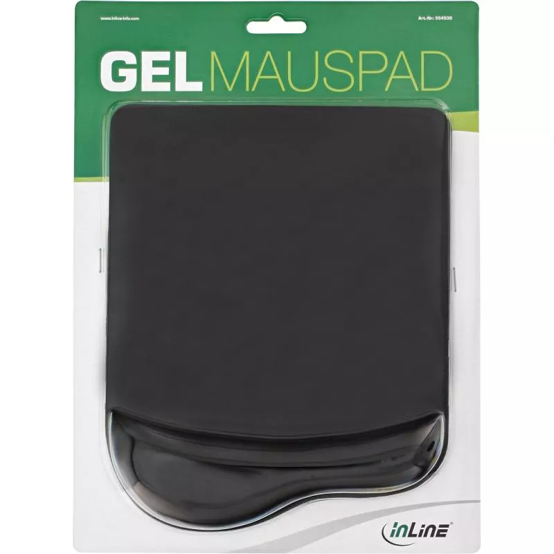 InLine® Maus-Pad schwarz mit Gel Handballenauflage 235x185x25mm