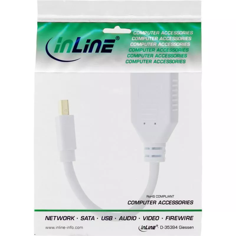 InLine® Kabel Mini DisplayPort Stecker zu DisplayPort Buchse 4K2K weiß 0,15m InLine® Kabel Mini DisplayPort Stecker zu DisplayPort Buchse 4K2K weiß 0,15m