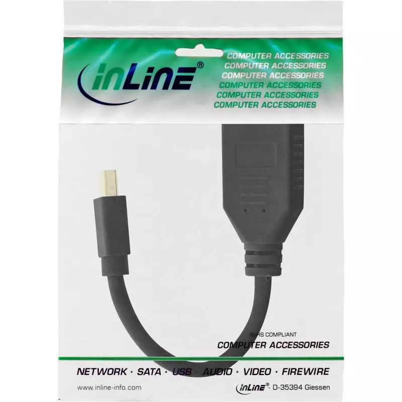 InLine® Kabel Mini DisplayPort Stecker zu DisplayPort Buchse 4K2K schwarz 0,15m InLine® Kabel Mini DisplayPort Stecker zu DisplayPort Buchse 4K2K schwarz 0,15m