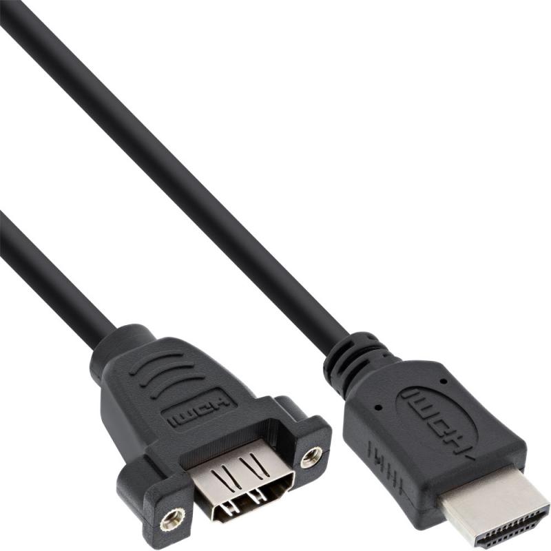 HDMI Einbauadapterkabel 4K60 – HDMI A Stecker auf Einbaubuchse, 0,6 m