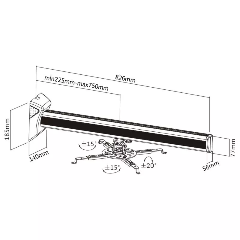InLine® Wandhalterung für Beamer max. 16kg
