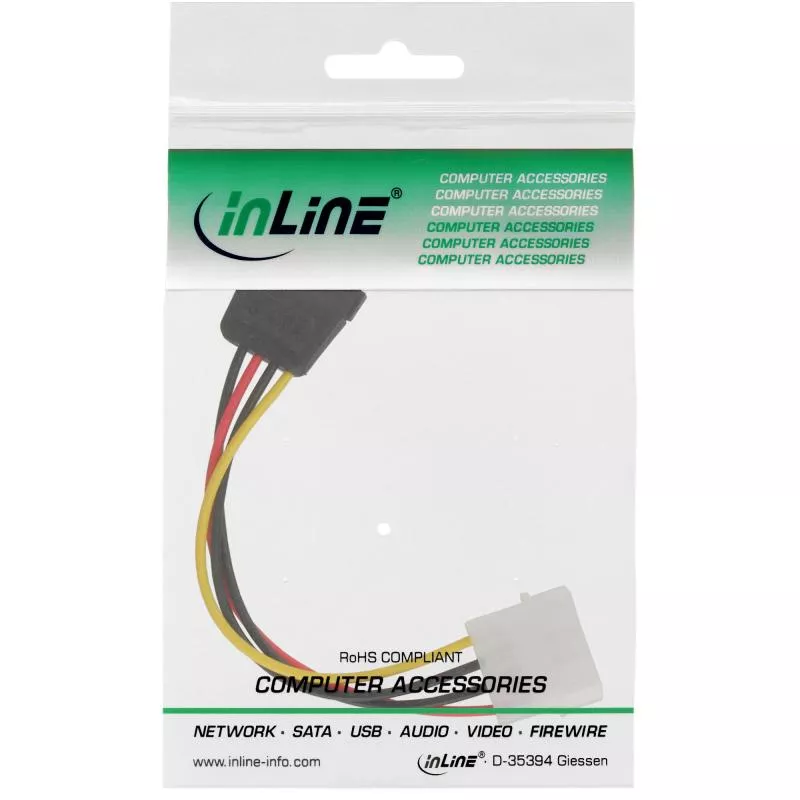 InLine® SATA Stromadapterkabel 1x 13,34cm (5,25") Buchse an 15pol SATA Stecker 0,3m InLine® SATA Stromadapterkabel 1x 13,34cm (5,25") Buchse an 15pol SATA Stecker 0,3m