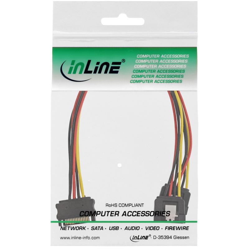 SATA Strom-Y-Kabel – 1x auf 2x, 0,30 m mit Sicherheitslaschen