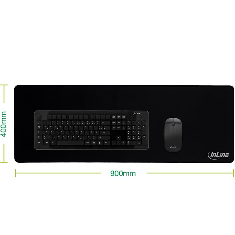 InLine® Maus-Pad XL Schreibtischunterlage schwarz 900x400x2mm