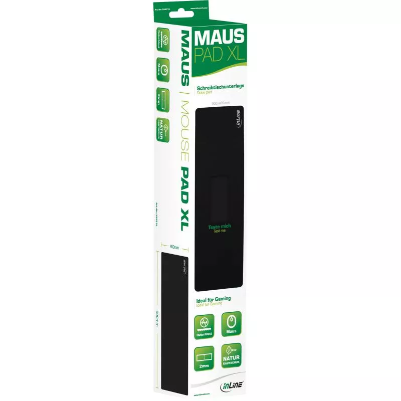 InLine® Maus-Pad XL Schreibtischunterlage schwarz 900x400x2mm