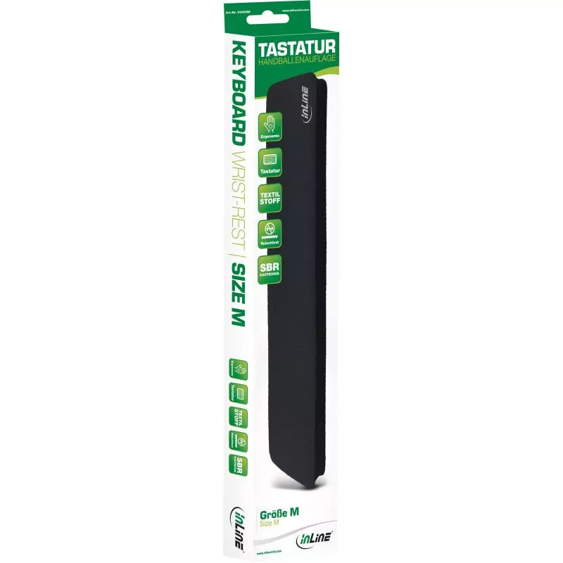 InLine® Tastatur-Pad M schwarz Handballenauflage 360x70x18mm