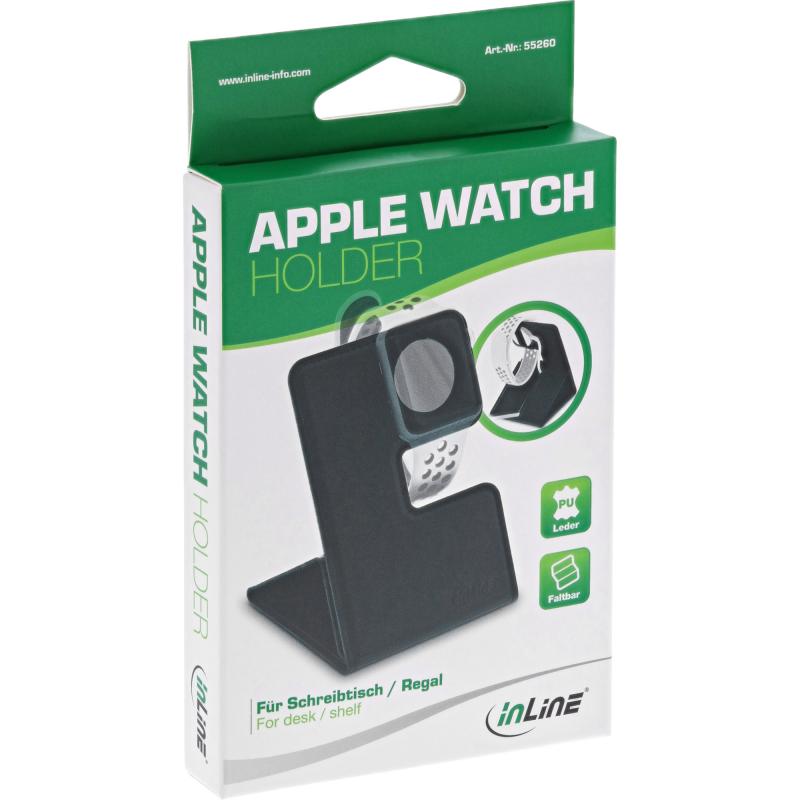 InLine® Reise-Ständer für Apple Watch für Nachttisch Schreibtisch Regal schwarz faltbar