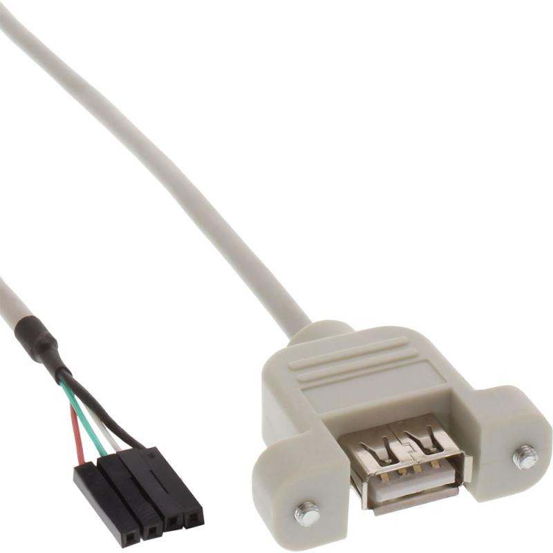 InLine® USB 2.0 Anschlusskabel Einbaubuchse A auf Pfostenanschluss 0,6m