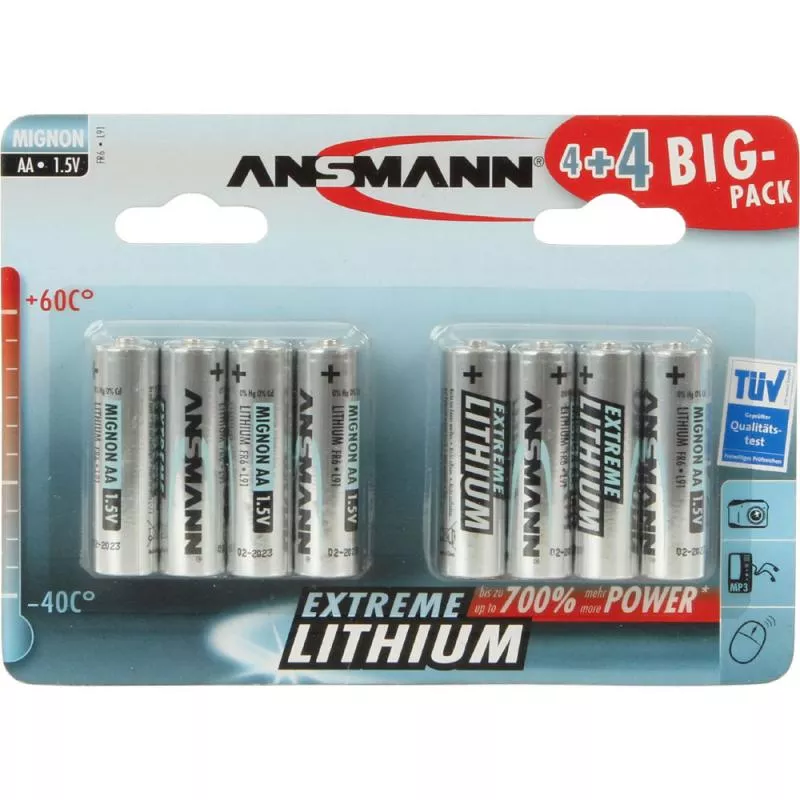 ANSMANN 1512-0012 Lithium Batterie Mignon AA 8er-Pack