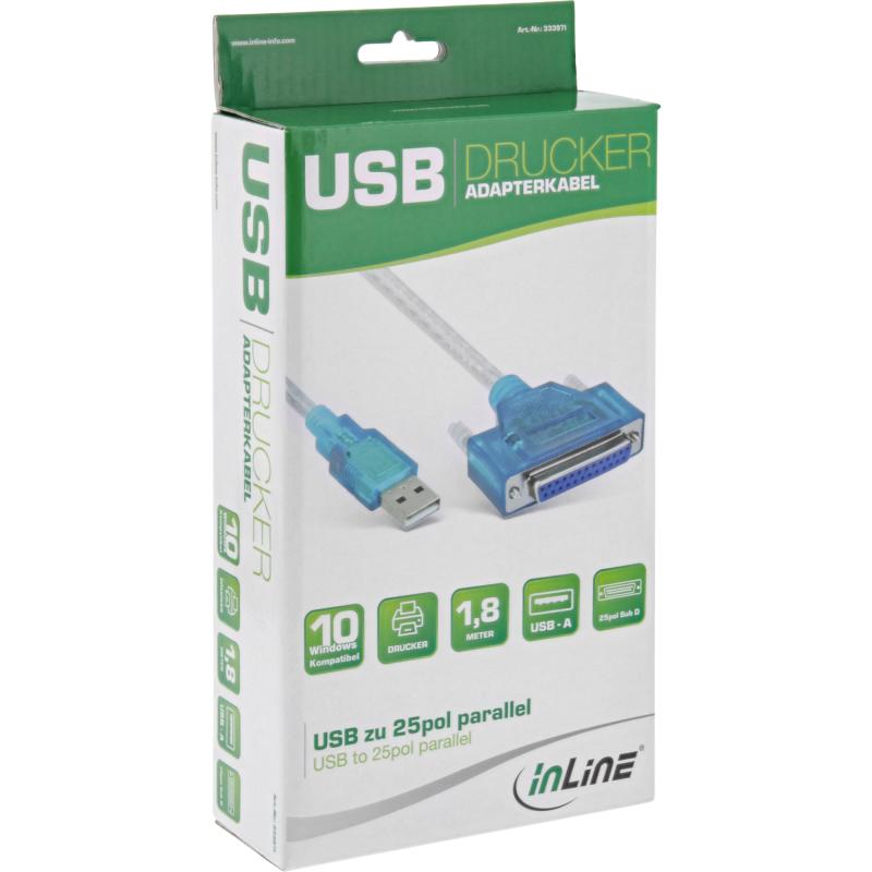 InLine® USB zu 25pol parallel Drucker-Adapterkabel