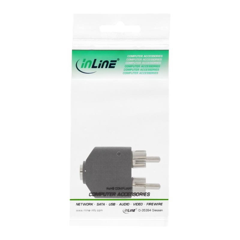 InLine® Audio Adapter 3,5mm Klinke Buchse Stereo an 2x Cinch Stecker