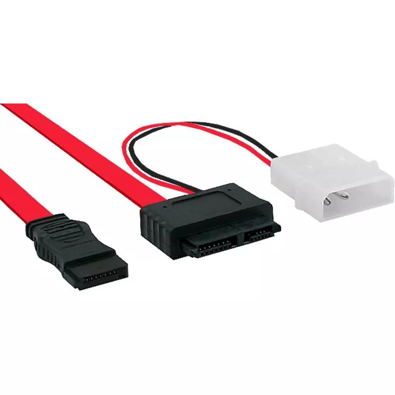 InLine® Slimline SATA Kabel Slimline SATA Stecker 13pol. (7+6) zu SATA + Strom 0,4m