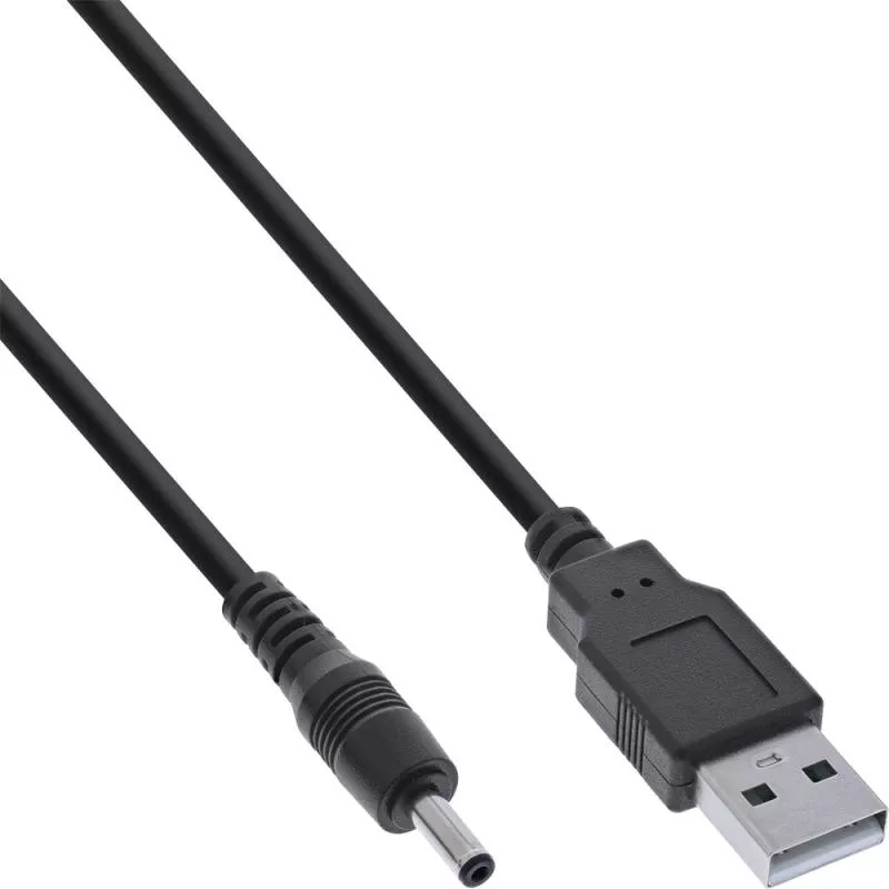 InLine® USB DC Stromadapterkabel USB A Stecker zu DC 3,5x1,35mm Hohlstecker schwarz