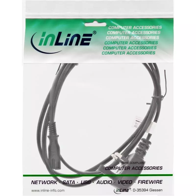 InLine® Netzkabel Netzstecker England auf Euro 8 C7 Stecker 1,8m