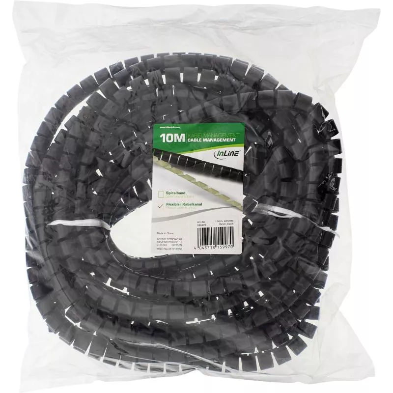 InLine® flexibler Kabelkanal/Kabelschlauch 10m schwarz 10mm