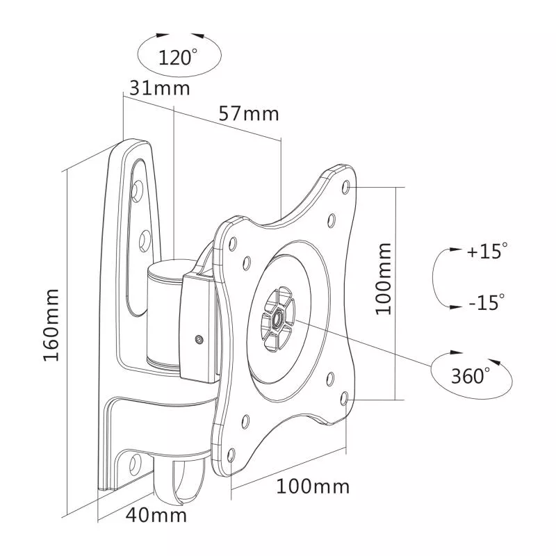 InLine® Wandhalterung für TFT bis 68cm (27") max. 15kg