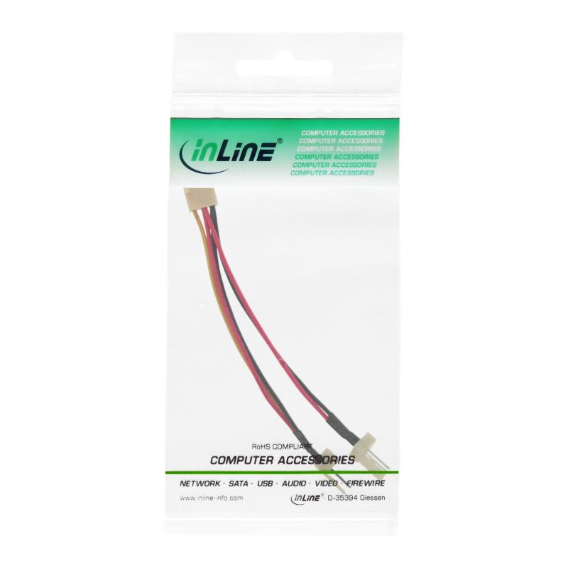 InLine® Lüfter Adapterkabel 3pol Molex Buchse an 2x 3pol Molex Stecker 100er Pack bulk