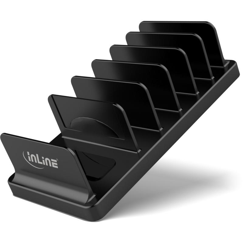 InLine® Multi-Stand mit 6 Fächern für Schreibtisch / Regal schwarz