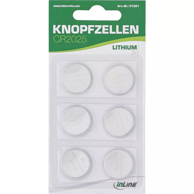 InLine® Knopfzellen 3V Lithium CR2025 6er Pack