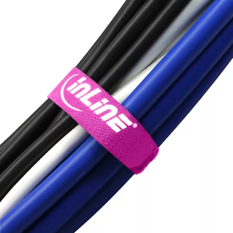InLine® Klettschlaufen 20x200mm 10er pink