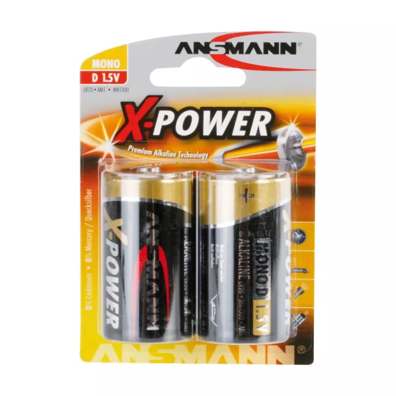 ANSMANN 5015633 Alkaline Batterie Mono D X-Power 2er-Pack