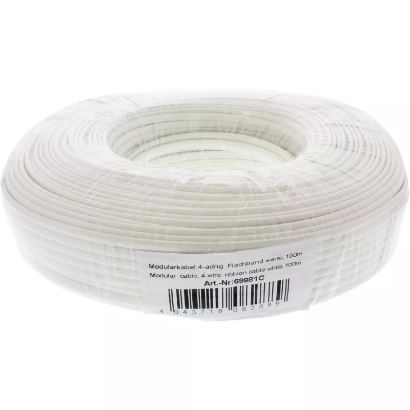 InLine® Modularkabel 4adrig Flachband weiß 100m Ring InLine® Modularkabel 4adrig Flachband weiß 100m Ring
