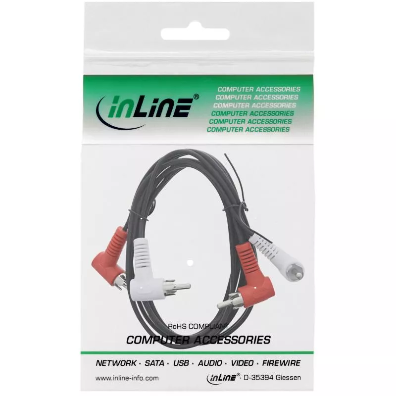 InLine® Cinch Kabel 2x Cinch Stecker / Stecker gewinkelt 1,2m